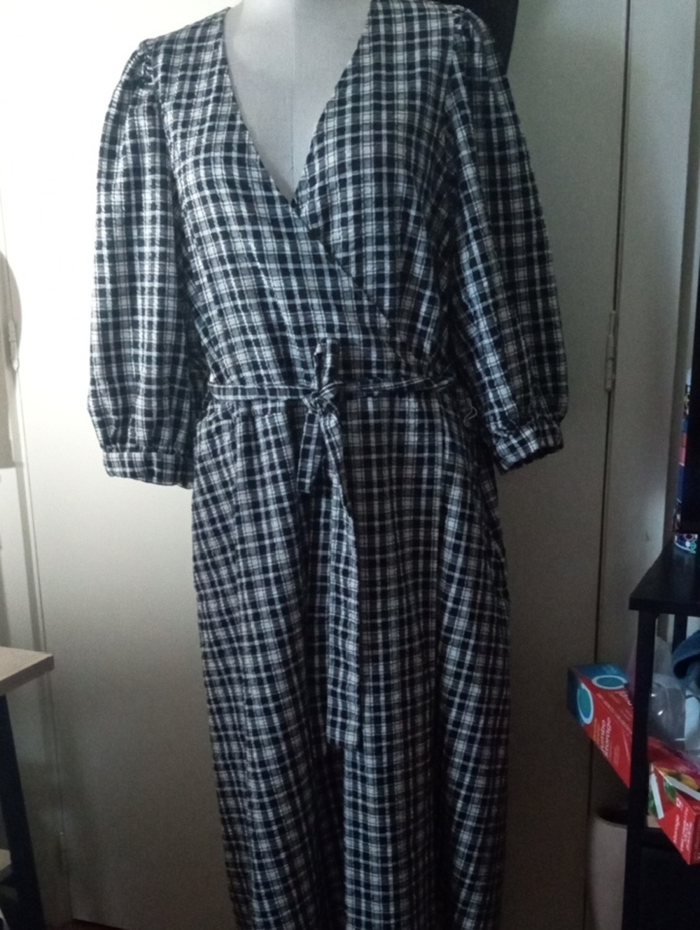 a new day Cotton Blend Faux Wrap Maxi Dress with Puff Sleeves XXL
